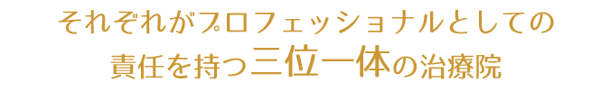 それぞれがプロフェッショナルとしての責任を持つ三位一体の治療院